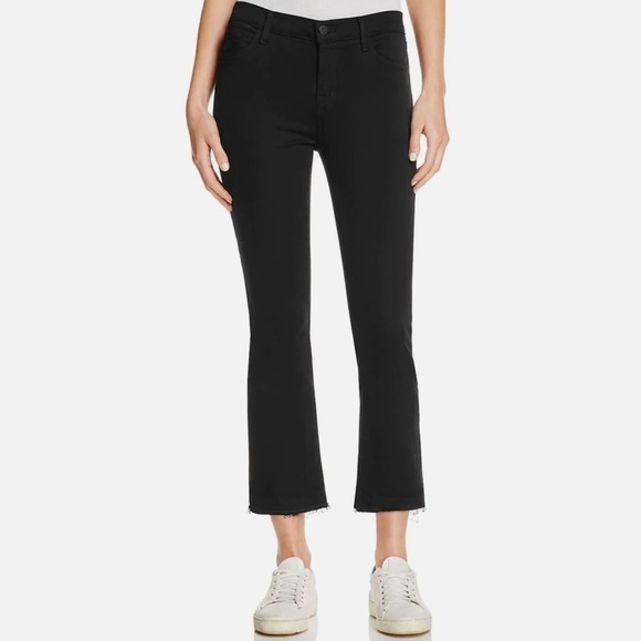 J Brand Selena Mid Rise Crop Black Bastille Size 24 - Picture 8 of 10
